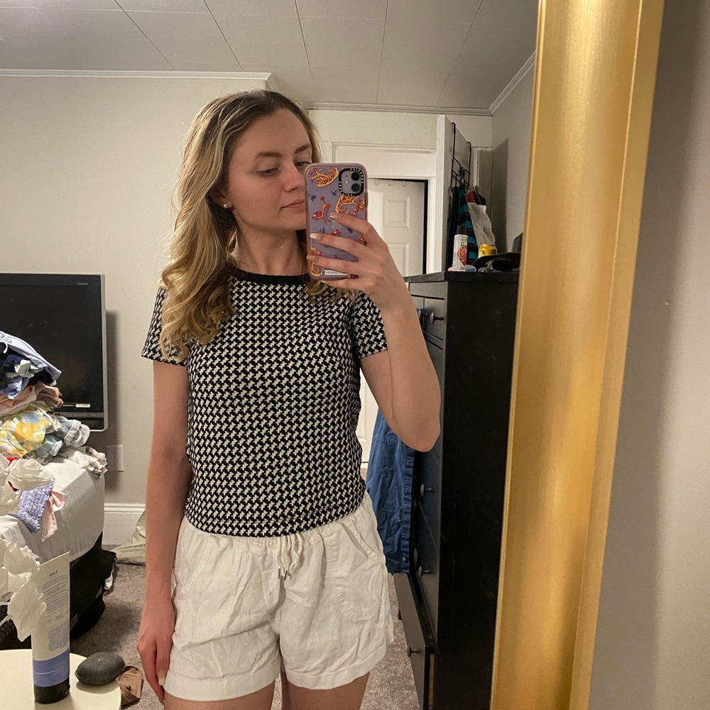 Checkered sweater top, size XS